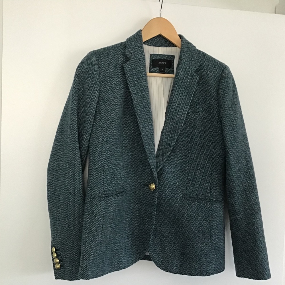 J. Crew Campbell wool blazer in blue herringbone